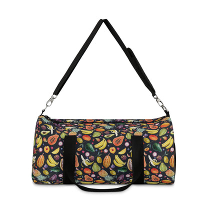 Multi Fruit Duffel BagMeet the Multi Fruit Duffel Bag - a stylish and practical companion for your everyday adventures. Its durable design and spacious interior make it perfect for carrying all your essentials, while its vibrant fruit pattern adds a fun a