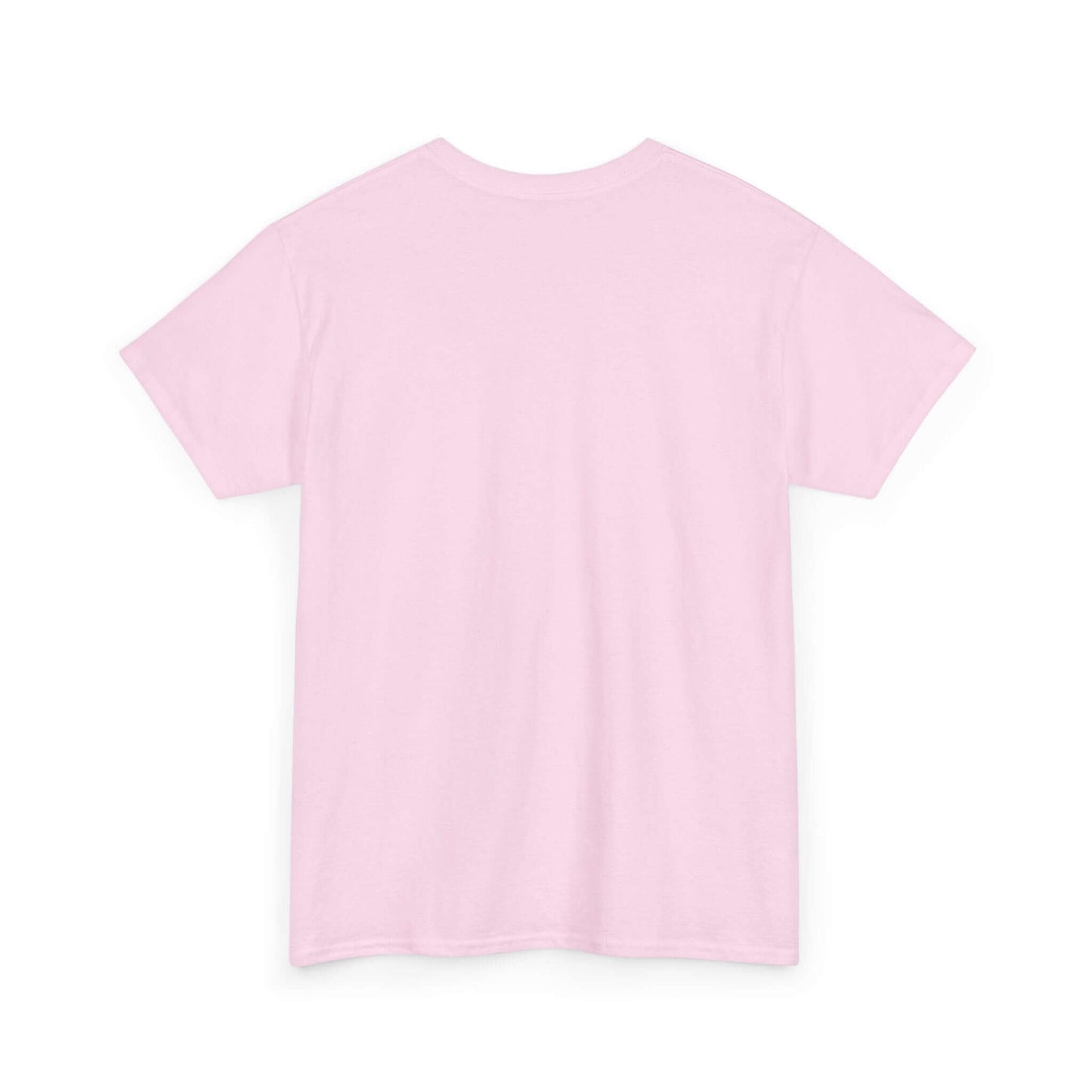 Back view of pink unisex New York art t-shirt made with sustainable cotton, showcasing stylish simplicity and premium comfort.