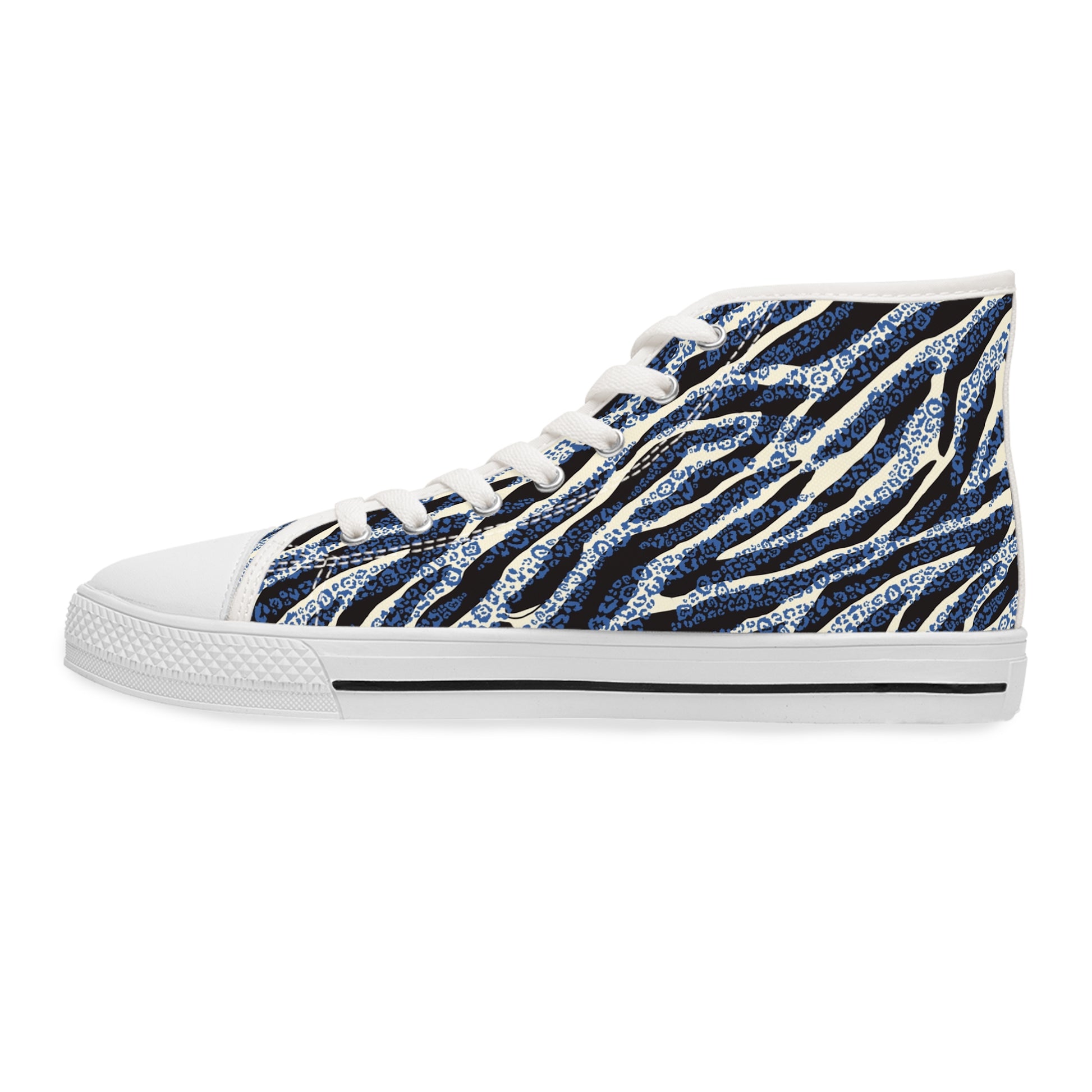 Women's Zebra Style High Top SneakersIntroducing our glamorous Women's Zebra Style High Top Sneakers, designed with a sophisticated and exclusive tone. With a luxurious twist on the classic high top silhouette, these sneakers feature a bold zebra print an