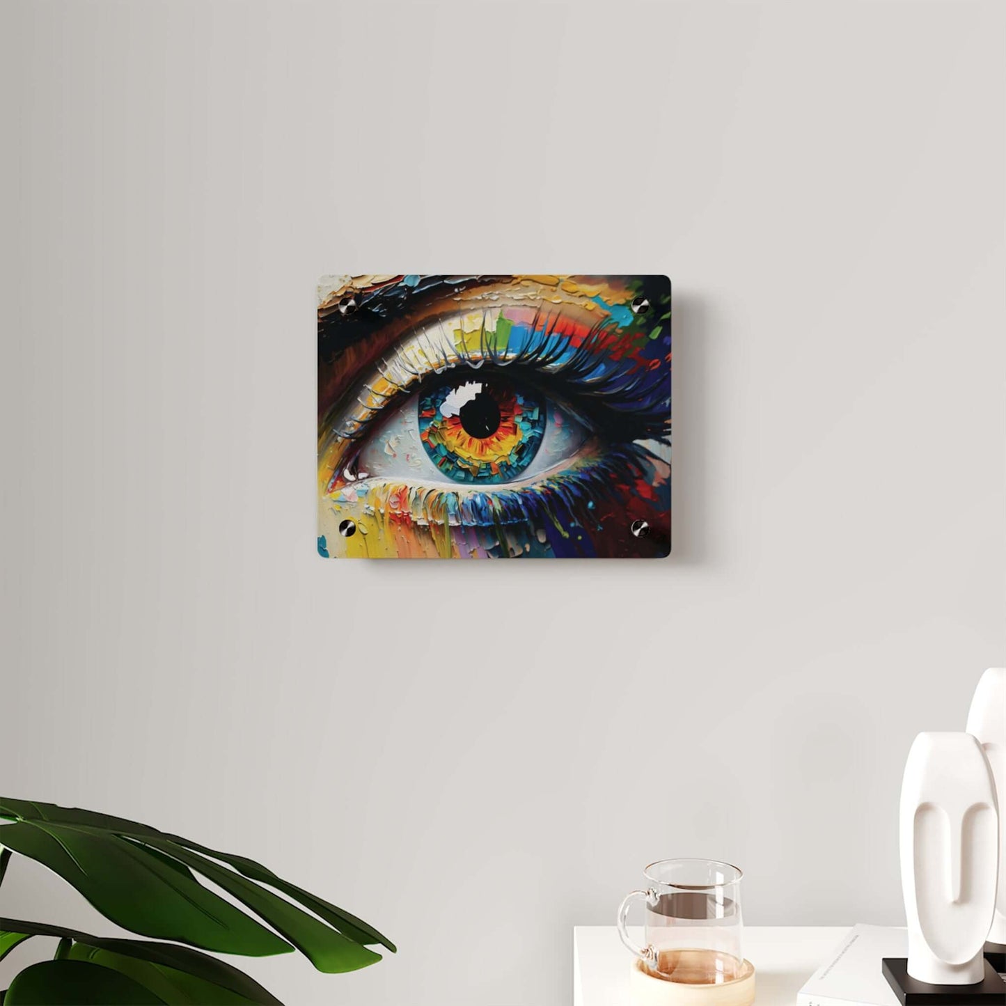 Striking Eye Acrylic PrintEnhance your space with the Striking Eye Acrylic Print. Our high-quality printing process ensures vibrant colours and sharp details, making the artwork come to life. The durable acrylic material adds a modern touch while protecti