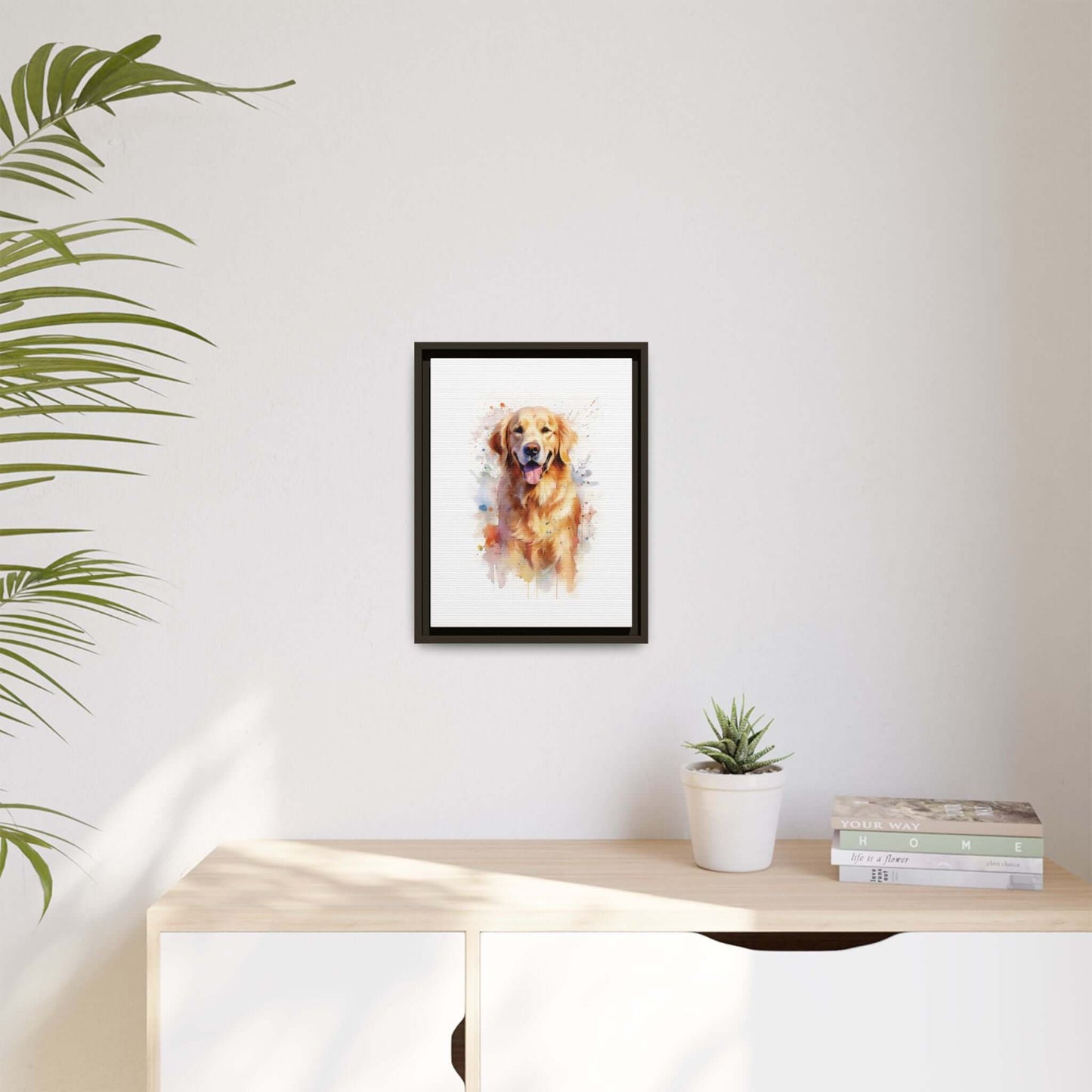 Golden Retriever Dog Watercolour PaintingPlease note: Due to the production process of the canvases, please allow for slight size deviations with a tolerance +/- 1/8" (3.2mm). .: Cotton and polyester canvas composite with a special proprietary coating.: P