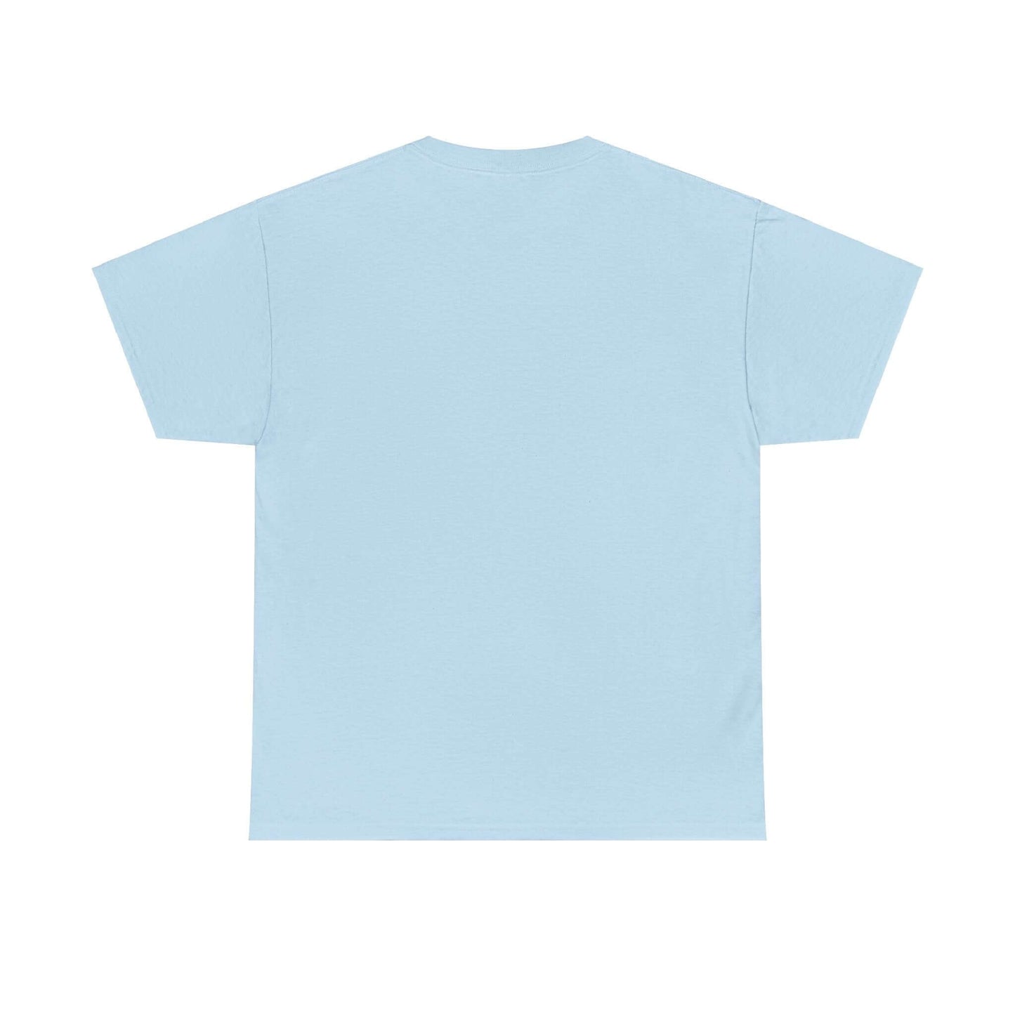 Sky blue unisex t-shirt back view showcasing sustainable cotton material.