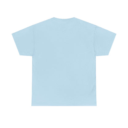 Sky blue unisex t-shirt back view showcasing sustainable cotton material.