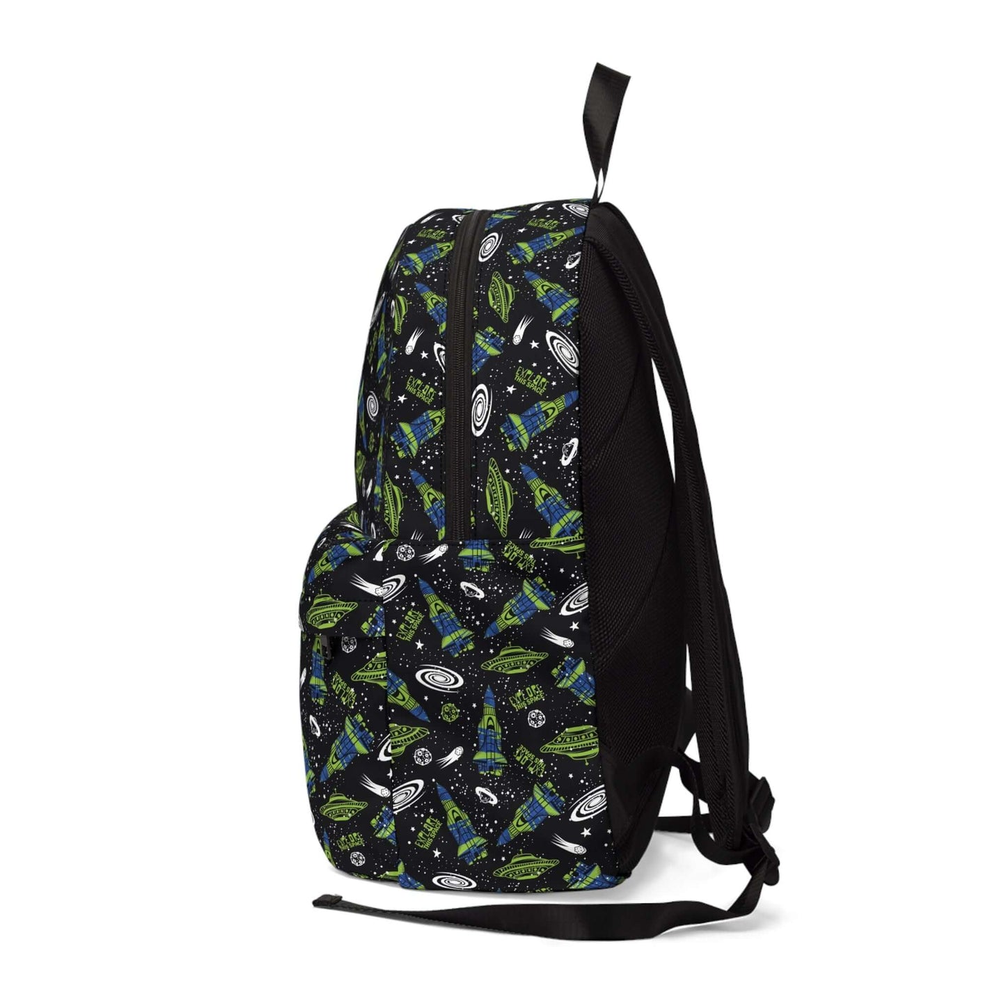 Fun children's space backpack with colorful galaxy design, perfect for kids' daily commute or adventures. Stylish kids' backpack.