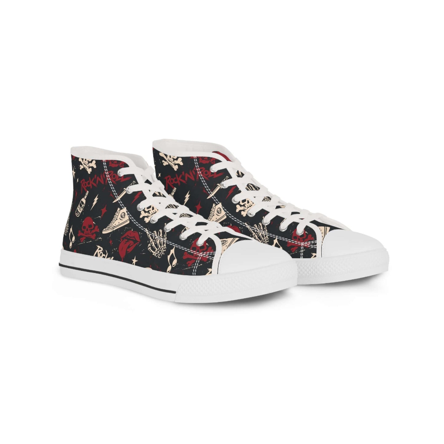 Men's Rock & Roll High Top SneakersGet ready to rock and roll with these high top sneakers for men! These kicks will elevate your style and keep your feet comfortable all day. Perfect for any music lover, these shoes are a real headbanger (but in a good w