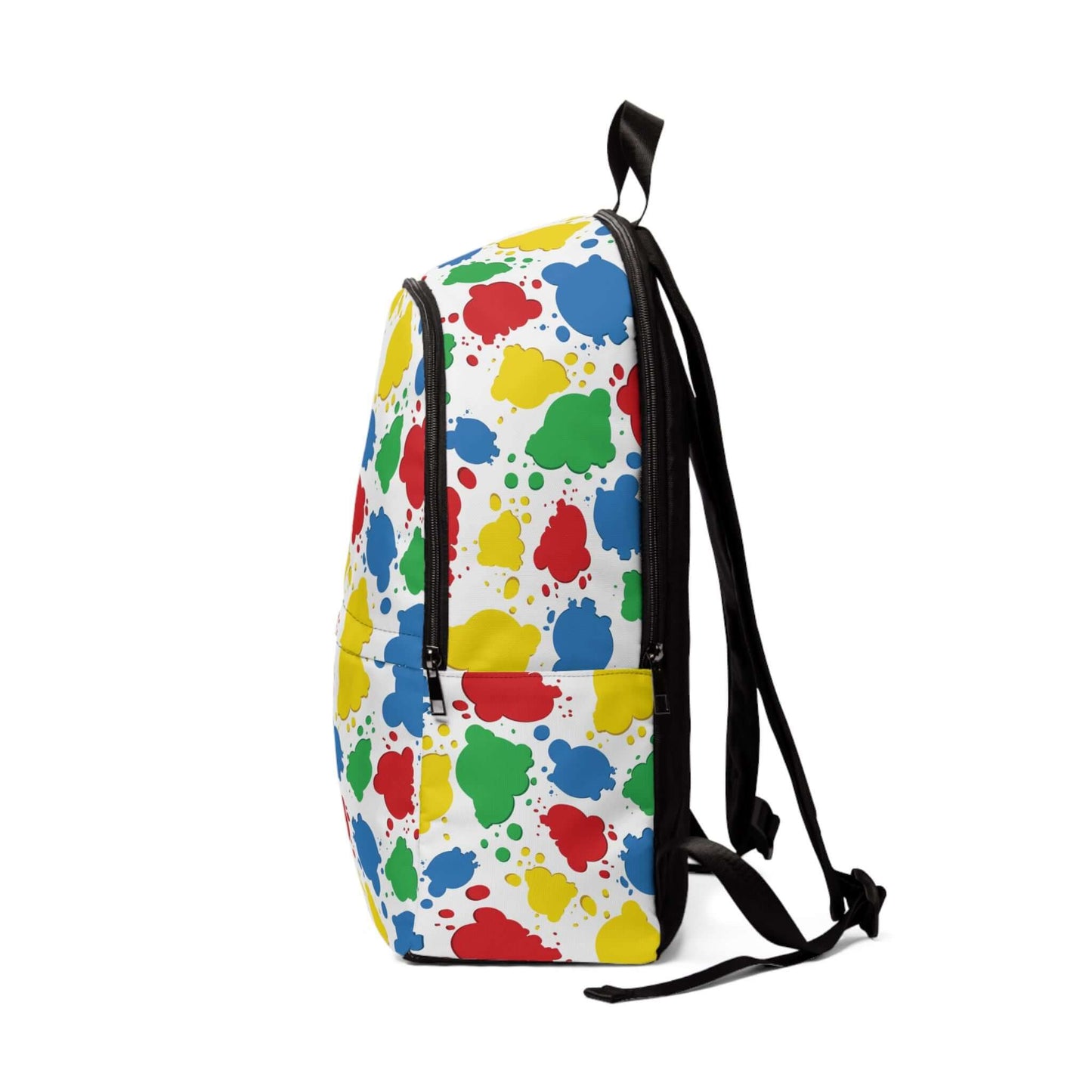 Children`s Paint Splashes BackpackGet creative with the Children's Paint Splashes Backpack! This vibrant bag features playful paint splashes, offering a unique and fun design. Your child will love showing off their artsy side while carrying all their scho