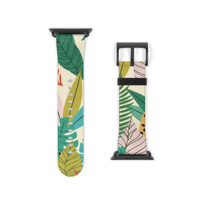 Tropical Leaves Apple Watch BandThis Tropical Leaves Apple Watch Band features a unique design inspired by lush tropical plants. Crafted from high-quality materials, it provides a secure and comfortable fit for your Apple Watch. Upgrade your style with th