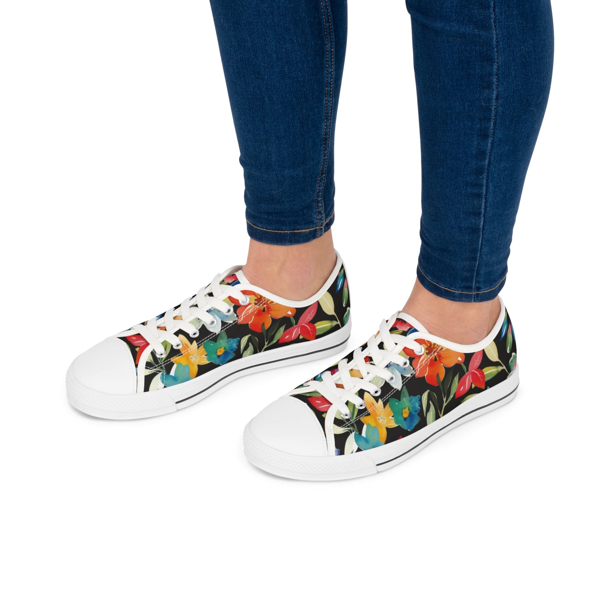 Women's Sweet Flower Low Top SneakersElevate your street style with our Women's Sweet Flower Low Top Sneakers. These chic sneakers feature a delicate floral design and a low-top silhouette for a touch of femininity. Crafted with premium materials, these s