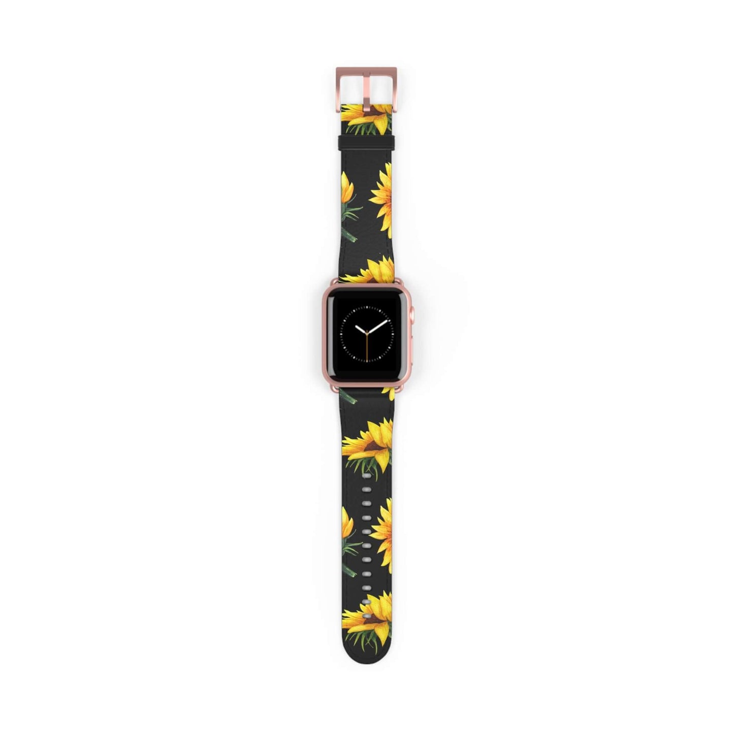 Sunflower Apple Watch Band with faux leather, symbolizing happiness. Complements iPhone and Samsung cases beautifully.