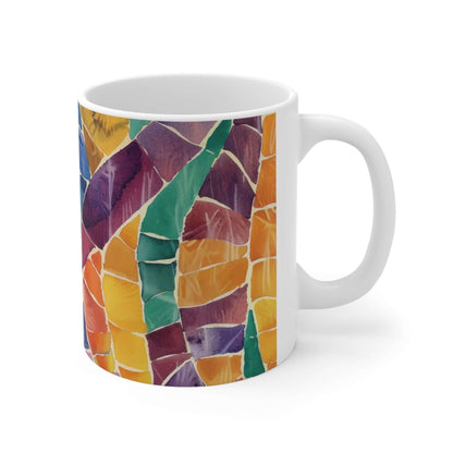 Mosaic MugIntroducing the Mosaic Mug - a one-of-a-kind work of art for your coffee or tea. Handcrafted with care, each mug is a unique piece, with a stunning mosaic design and a smooth, polished finish. Elevate your daily routine with this luxurious and e