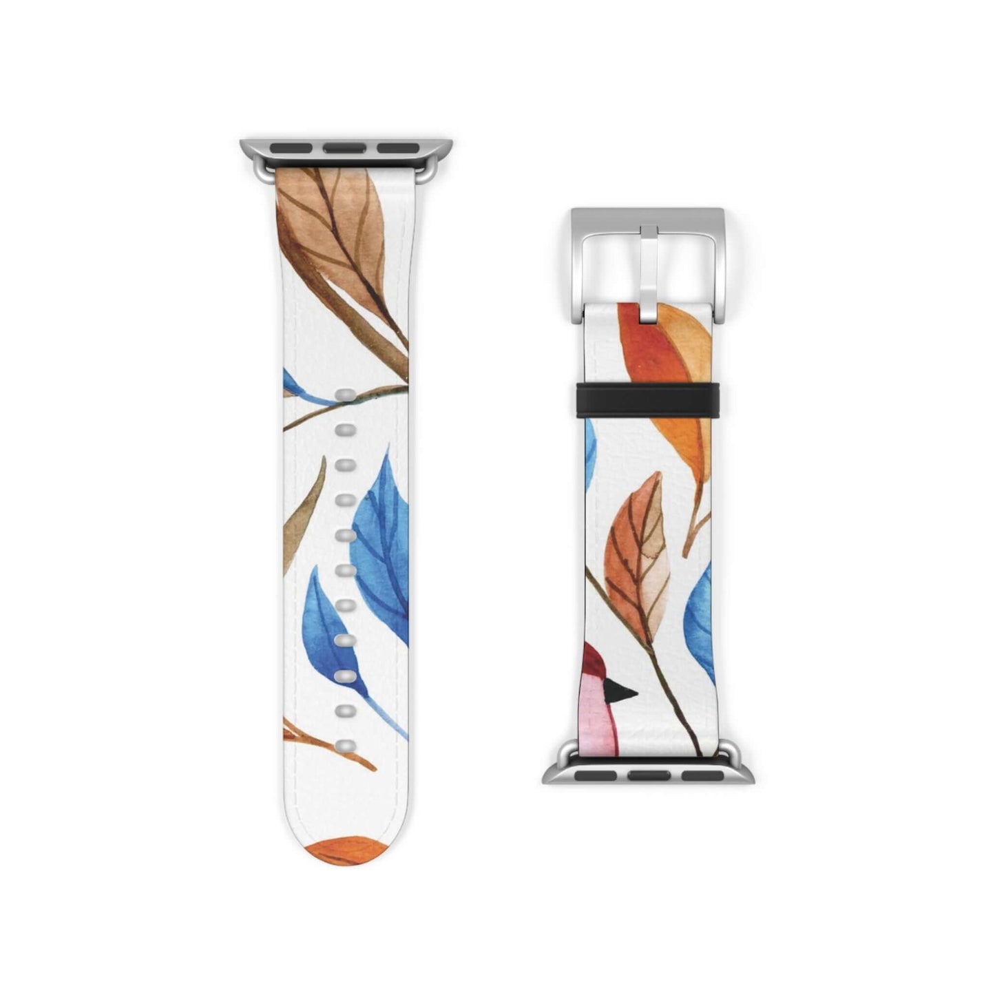 Colourful Leaves Apple Watch BandElevate your Apple Watch with the vibrant and stylish Colourful Leaves Apple Watch Band. Its unique and intricate design, inspired by the beauty of nature, will add a touch of luxury to your wrist. Made with high-quality m