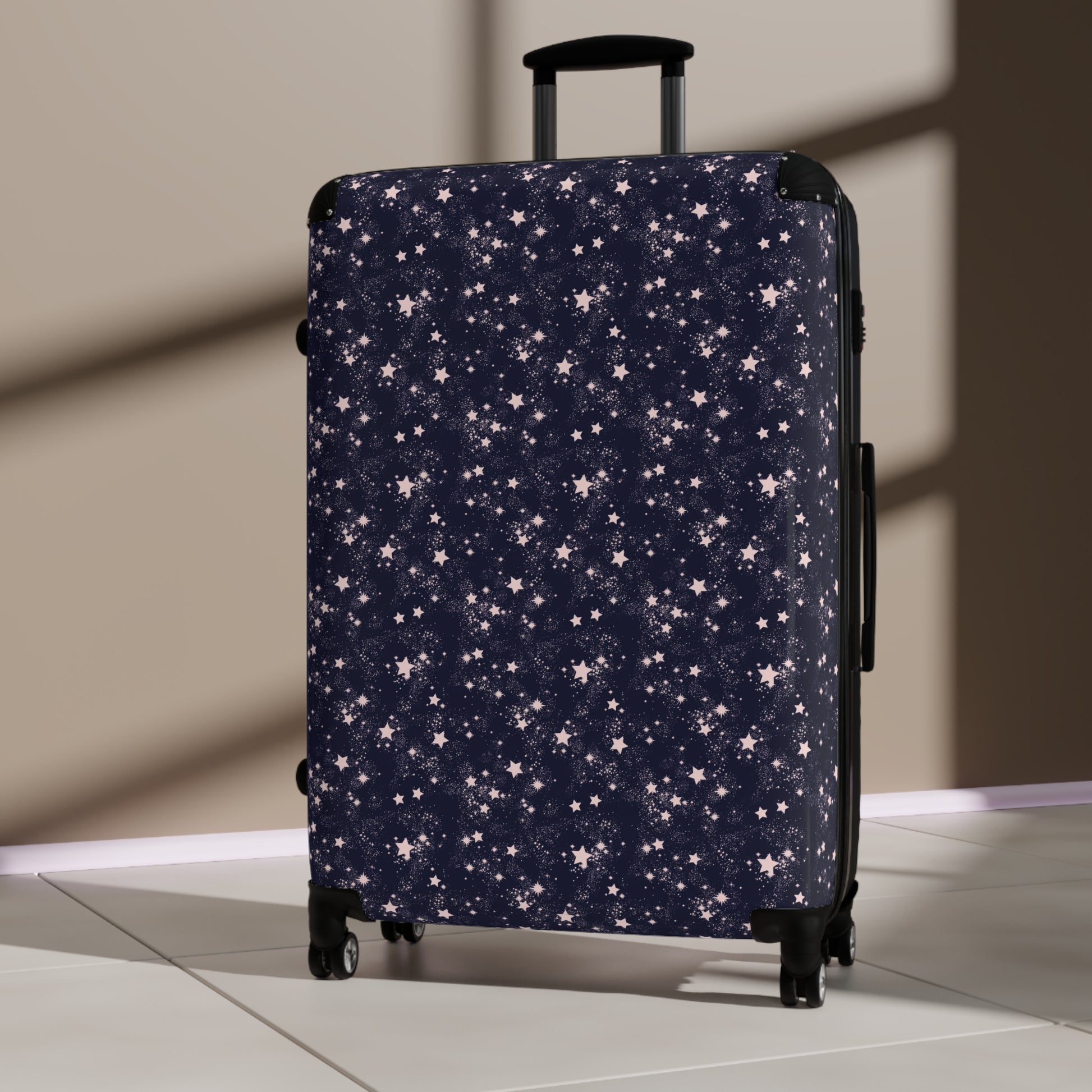 Space Galaxy SuitcasePack your bags and blast off on your next adventure with our Space Galaxy Suitcase! This sleek and sturdy luggage features a stunning galactic design that will make you stand out from the crowd. With its durable construction and spaci