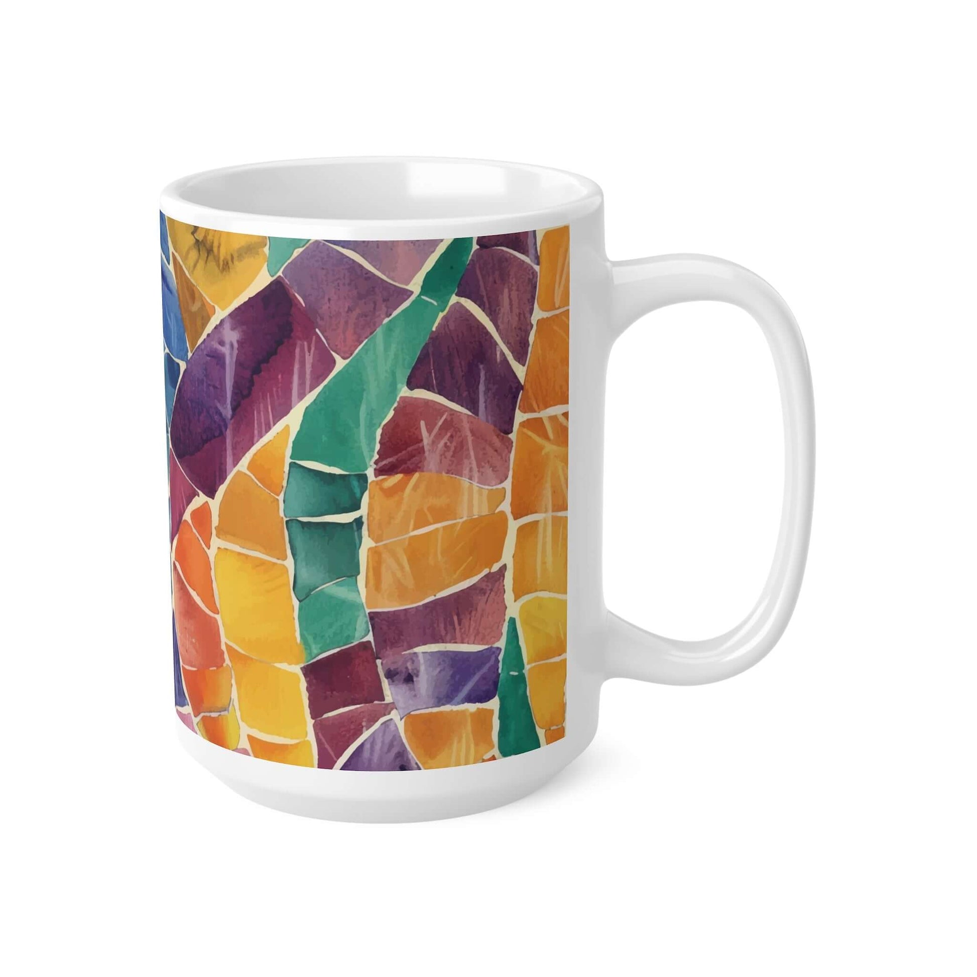 Mosaic MugIntroducing the Mosaic Mug - a one-of-a-kind work of art for your coffee or tea. Handcrafted with care, each mug is a unique piece, with a stunning mosaic design and a smooth, polished finish. Elevate your daily routine with this luxurious and e