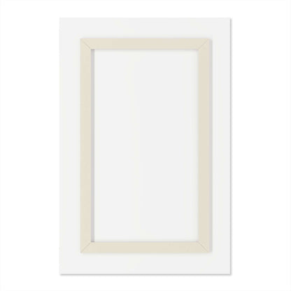 Back view of a blank acrylic print frame with wooden edges on a white background.