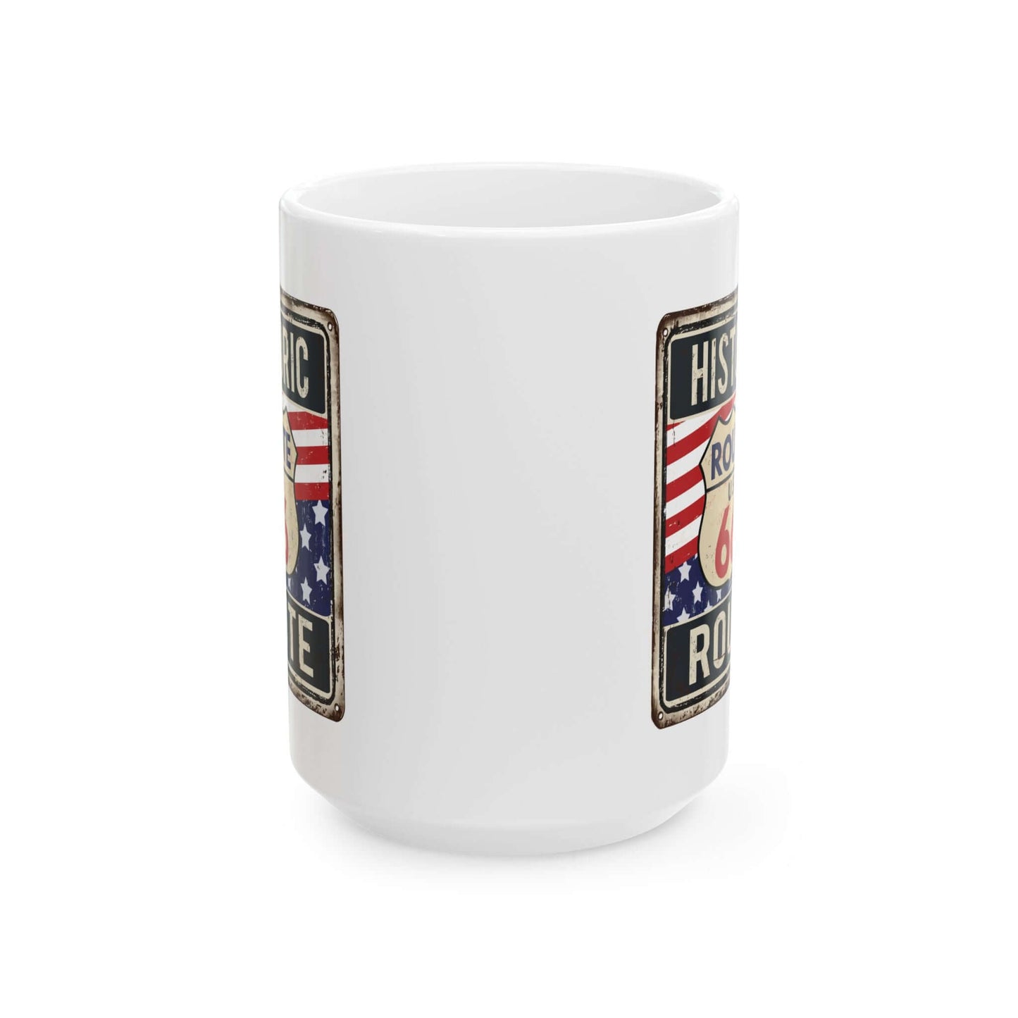 Historic Route 66 MugThis Historic Route 66 mug is the perfect way to commemorate your travels along this iconic road. Made from durable ceramic and featuring a detailed design, this mug is both functional and collectible. Start your day with a sip of nos