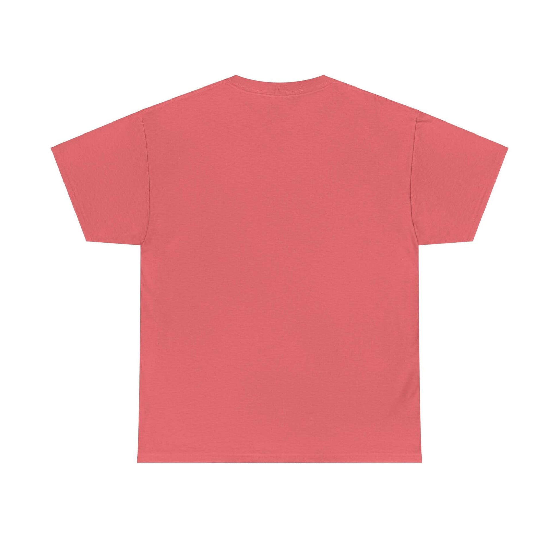 Coral pink New York Art T-Shirt made with sustainable cotton, showcasing the back view of the stylish unisex design.