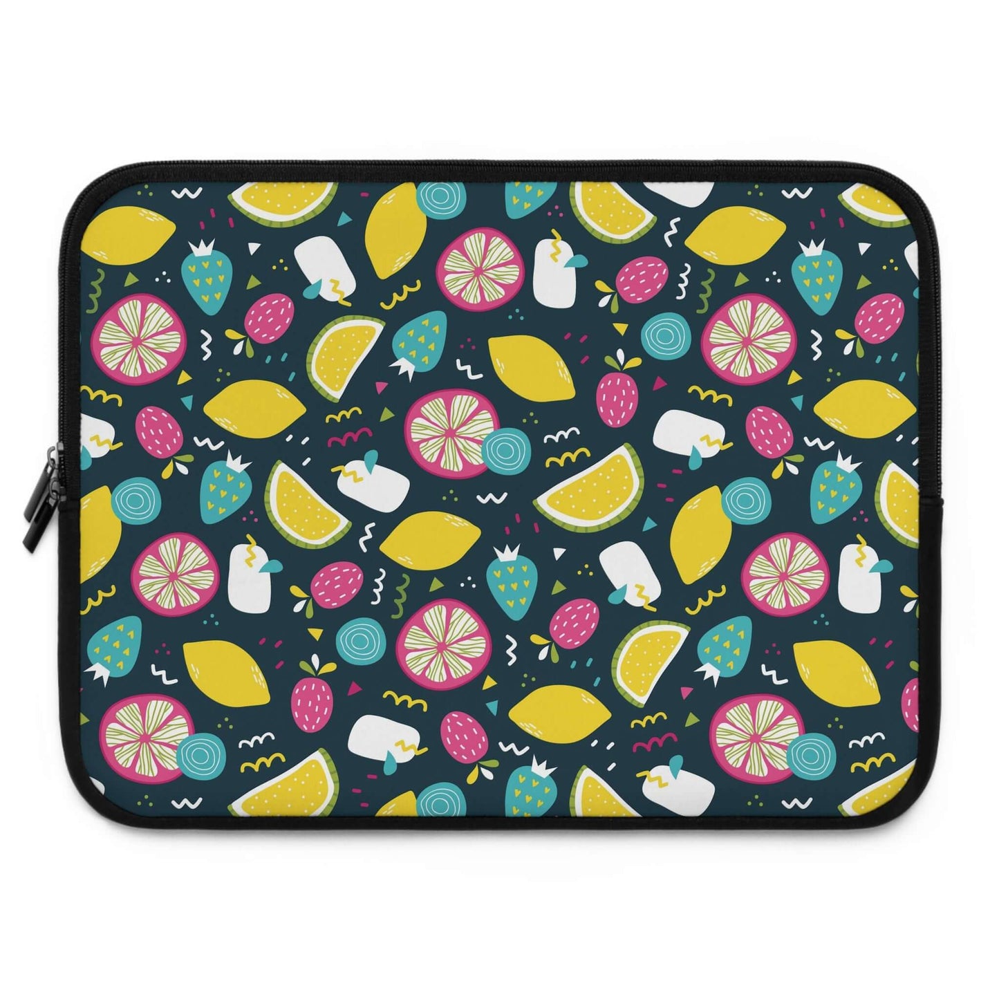 Summer Fruits Laptop SleeveTransport your laptop in style with our Summer Fruits Laptop Sleeve. Featuring a vibrant and playful design of juicy summer fruits, this laptop sleeve will not only protect your device, but also add a touch of sophistication to