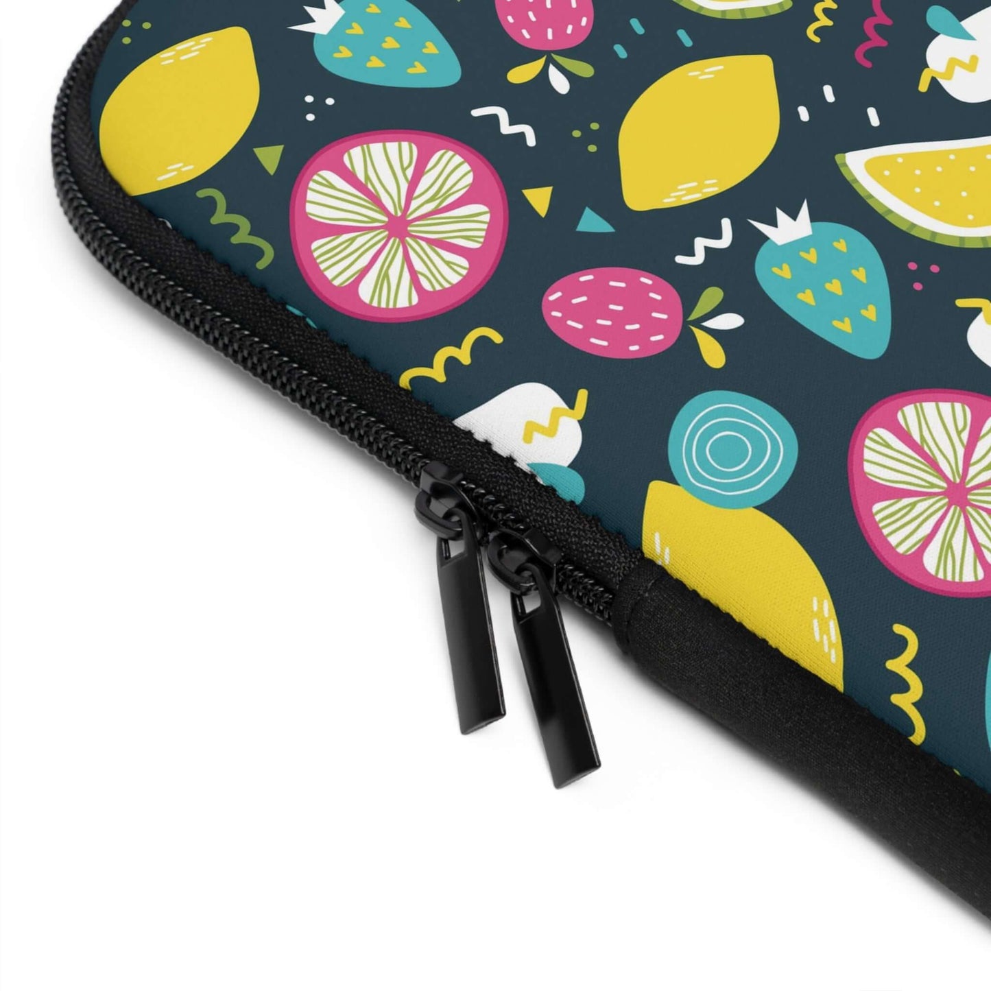 Summer Fruits Laptop SleeveTransport your laptop in style with our Summer Fruits Laptop Sleeve. Featuring a vibrant and playful design of juicy summer fruits, this laptop sleeve will not only protect your device, but also add a touch of sophistication to