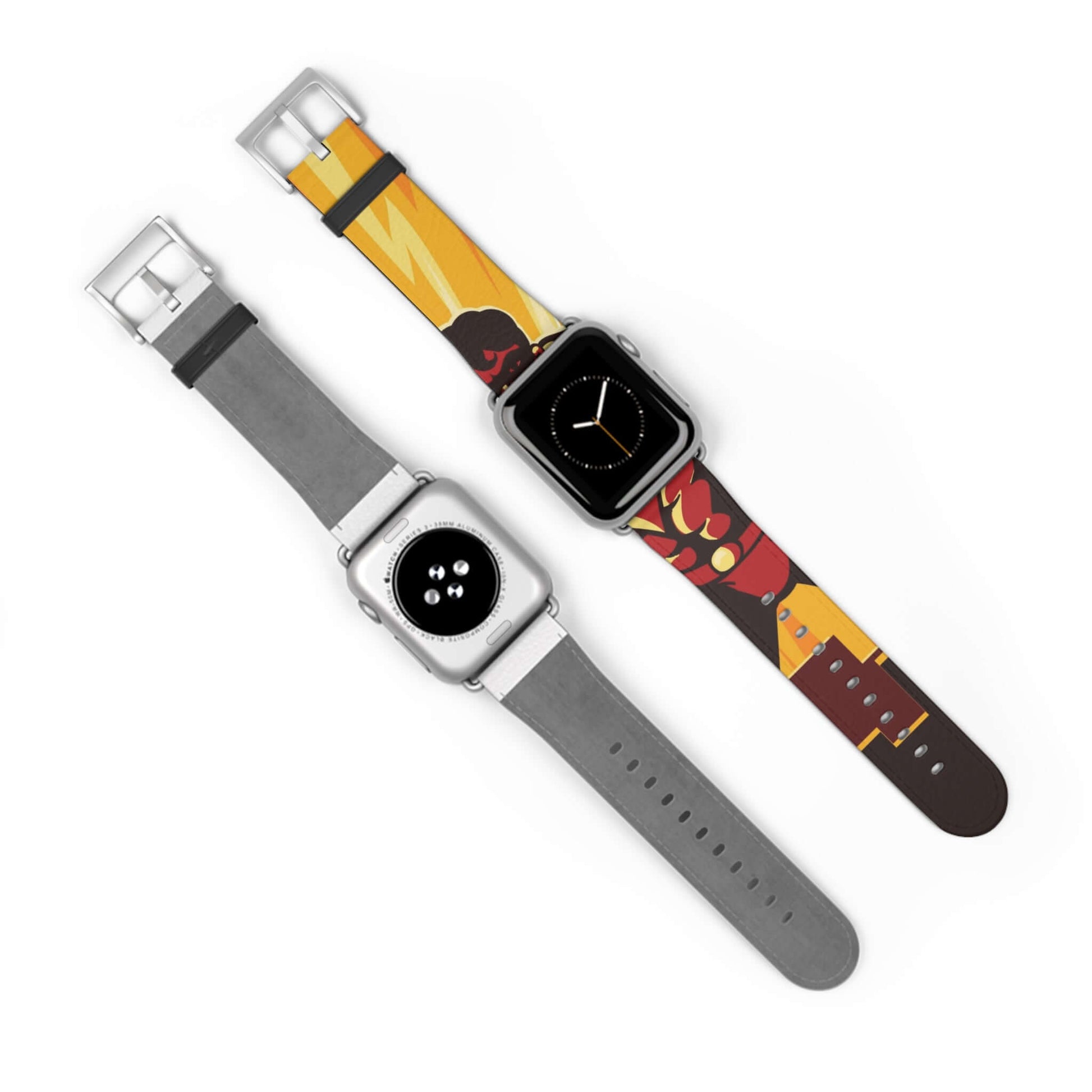 Superhero Apple Watch BandTransform your Apple Watch into a true superhero with this one-of-a-kind band. Made with high-quality materials, it's the perfect accessory to show off your unique taste (and secret identity). Now you can be the most stylish hero