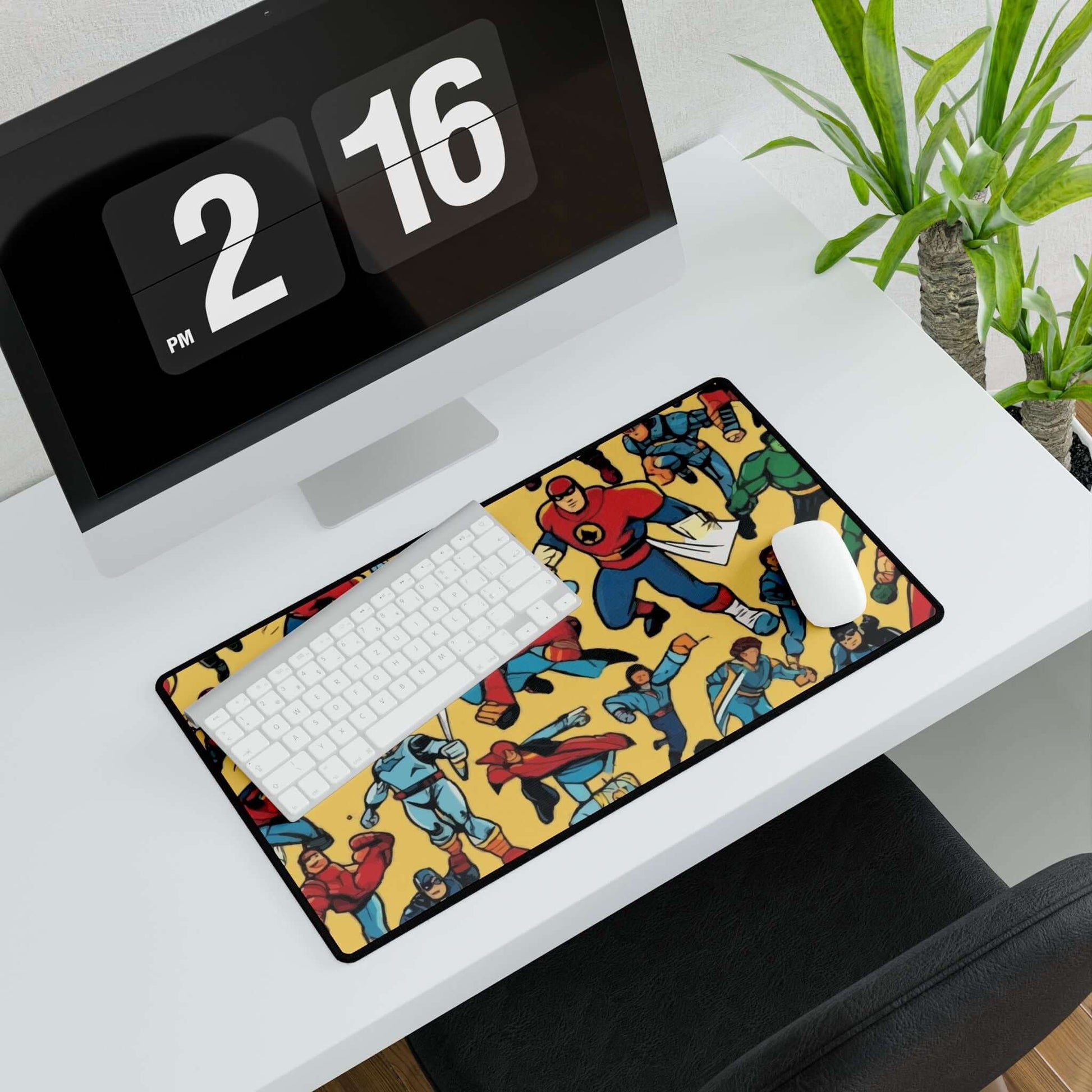 Action Hero Desk MatTransform your boring desk into an action-packed workspace with the Action Hero Desk Mat. This quirky and fun desk mat will not only protect your desk from scratches and spills, but it will also add a touch of personality to your offic