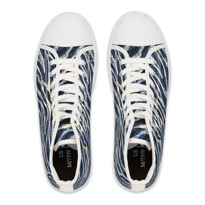 Women's Zebra Style High Top SneakersIntroducing our glamorous Women's Zebra Style High Top Sneakers, designed with a sophisticated and exclusive tone. With a luxurious twist on the classic high top silhouette, these sneakers feature a bold zebra print an