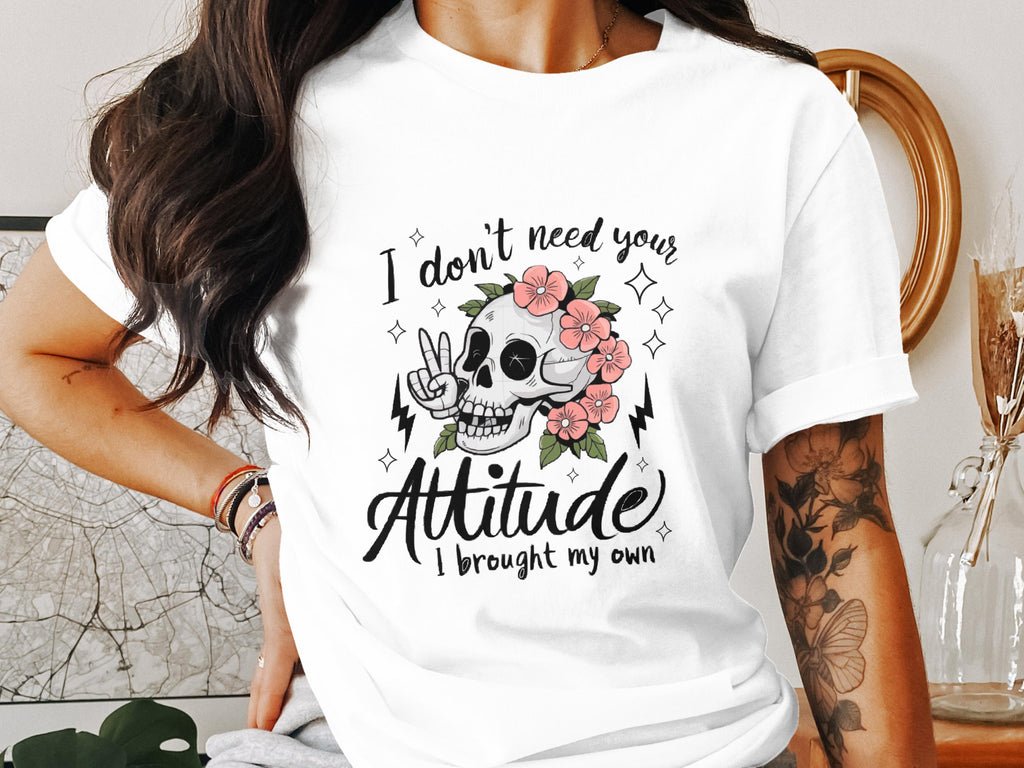 Women`s Attitude Floral Skull Tee  